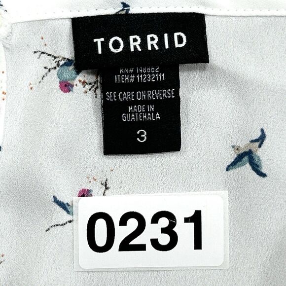 Torrid Top Women's 3 3X White Cottagecore Boho Beachy Birds Criss Cross Flutter - Picture 14 of 14